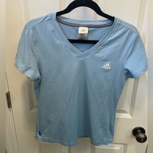 Adidas Women's Sky Blue V-Neck Tee